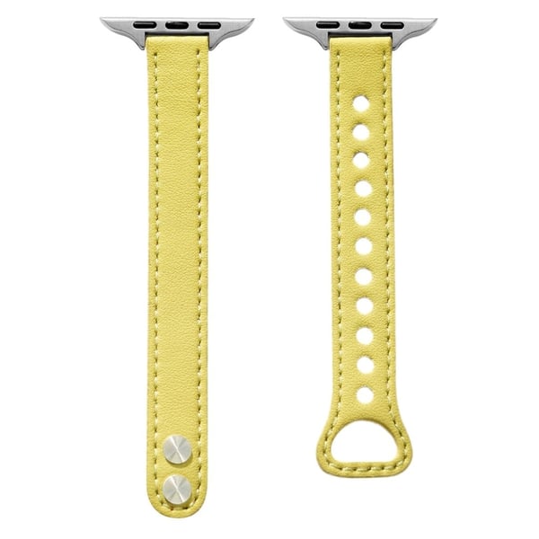 Apple Watch Series 41mm / 40mm / 38mm urrem læder udskiftningsarmbånd - Gul Apple Watch Series 41mm / 40mm / 38mm urrem læder udskiftningsarmbånd - Gul