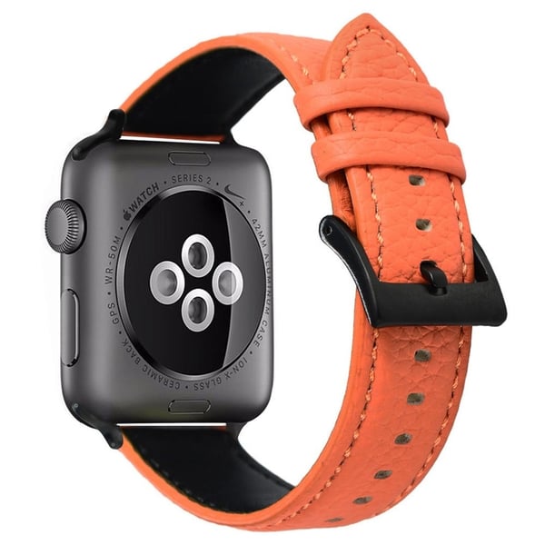 Apple Watch Series 41mm / 40mm / 38mm Urrem Ægte okselæderrem - Orange Apple Watch Series 41mm / 40mm / 38mm Urrem Ægte okselæderrem - Orange