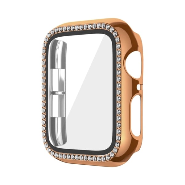 Apple Watch Serie 6 / 5 / 4 / SE (2022) / SE (2023) / SE 44 mm galvaniserende klokkeveske støtsikkert deksel med herdet glassfilm - Rose Gull