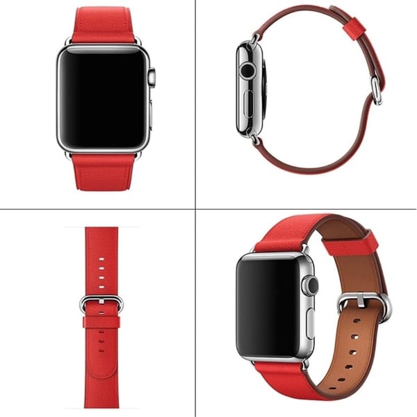Apple Watch Series 41 mm / 40 mm / 38 mm klokkerem i ekte okselær - Rød