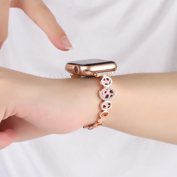Metallrem med leopardtrykk Apple Watch 49mm / 45mm / 44mm / 42mmm - Rose Gull