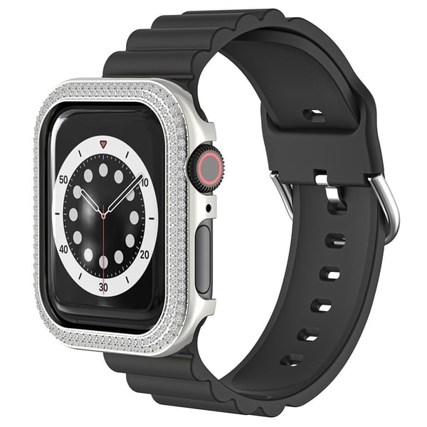 Apple Watch Serie 4 / 5 / 6 / SE / SE (2022) / SE (2023) 44mm Rhinestone Decor Zinc Alloy Watch Case - Sølv