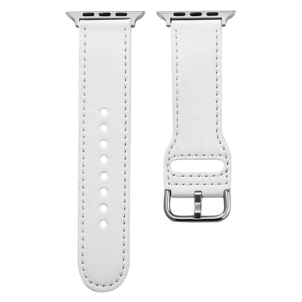 Apple Watch Series 41mm / 40mm / 38mm læderarmbånd - Hvid Apple Watch Series 41mm / 40mm / 38mm læderarmbånd - Hvid