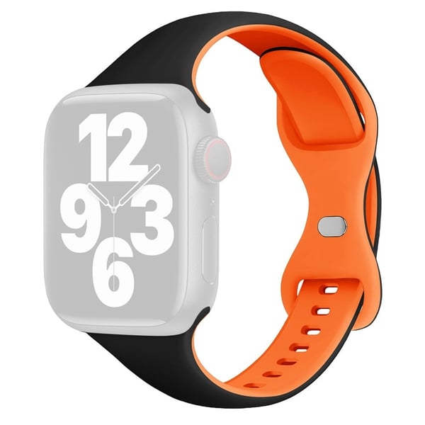 Apple Watch Series 41mm / 40mm / 38mm Silikonarmbånd - Svart + Oransje