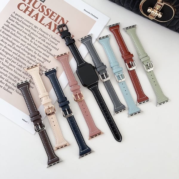 Apple Watch Series 41mm / 40mm / 38mm Vegansk lærarmbånd - Vinrød