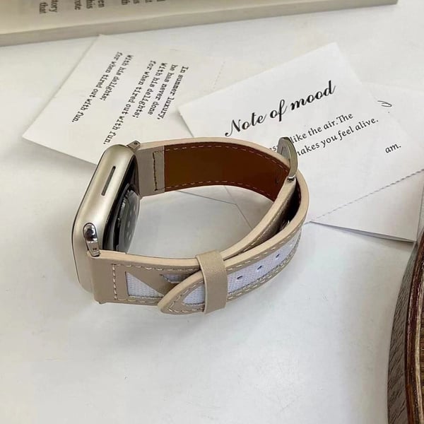 Apple Watch Series 41 mm / 40 mm / 38 mm skrå lærklokkearmbånd - Svart