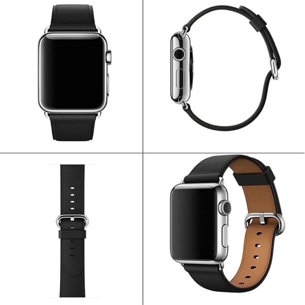 Apple Watch Series 41 mm / 40 mm / 38 mm klokkerem i ekte okselær - Svart