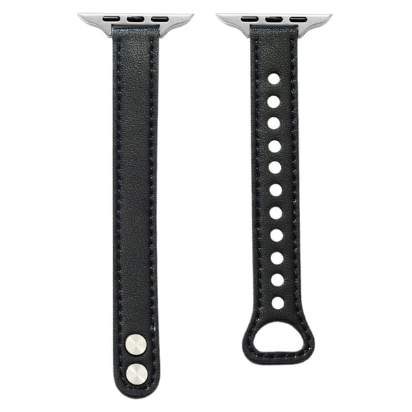 Apple Watch Series 41mm / 40mm / 38mm Klokkerem i lær Erstatningsarmbånd - Svart