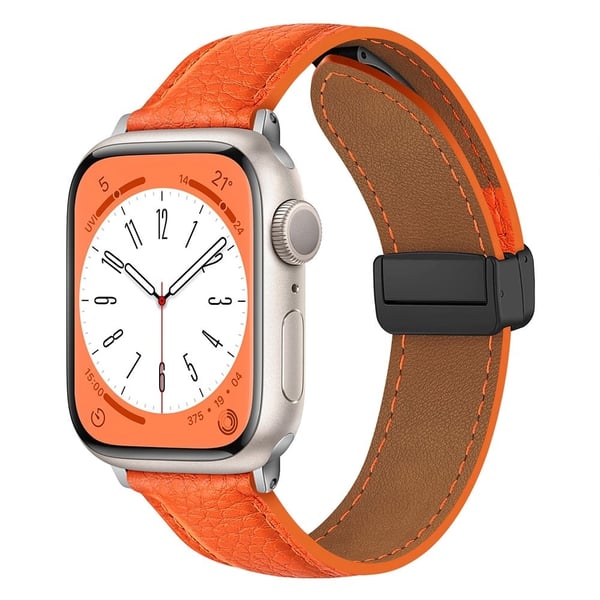Apple Watch Series 41mm / 40mm / 38mm Litchi Texture lærarmbånd - Oransje