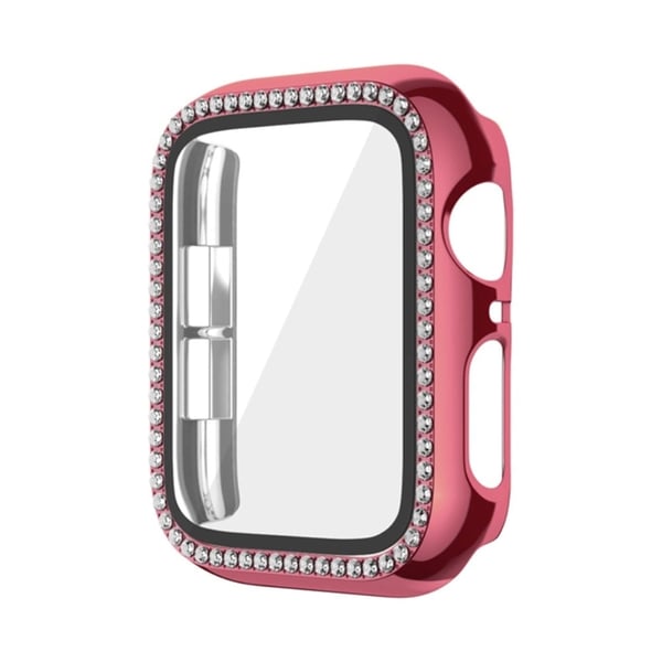 Apple Watch Series 9 / 8 / 7 45mm Watch Case Rhinestone Iskunkestävä kansi karkaistulla lasilla - Ruusu Vaaleanpunainen Apple Watch Series 9 / 8 / 7 45mm Watch Case Rhinestone Iskunkestävä kansi karkaistulla lasilla - Ruusu Vaaleanpunainen