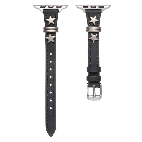 Apple Watch Series 41mm / 40mm / 38mm Retro-urbånd med stjernedekor - Sort