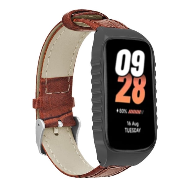 Xiaomi Smart Band 8 Active Watch Band Bamboo Texture håndledsrem med urkasse - Brun Xiaomi Smart Band 8 Active Watch Band Bamboo Texture håndledsrem med urkasse - Brun