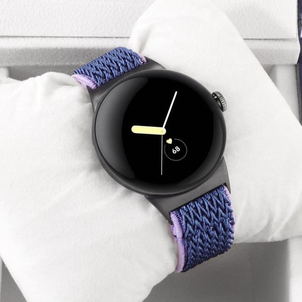 Google Pixel Watch 2 / Pixel Watch Nylon Flettet Armbånd Wave Armbåndsrem - Midnattsblå