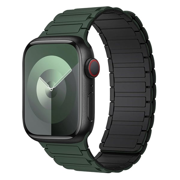 Apple Watch Series 41mm / 40mm / 38mm Silikon magnetisk klokkerem - Svartgrønn + Svart