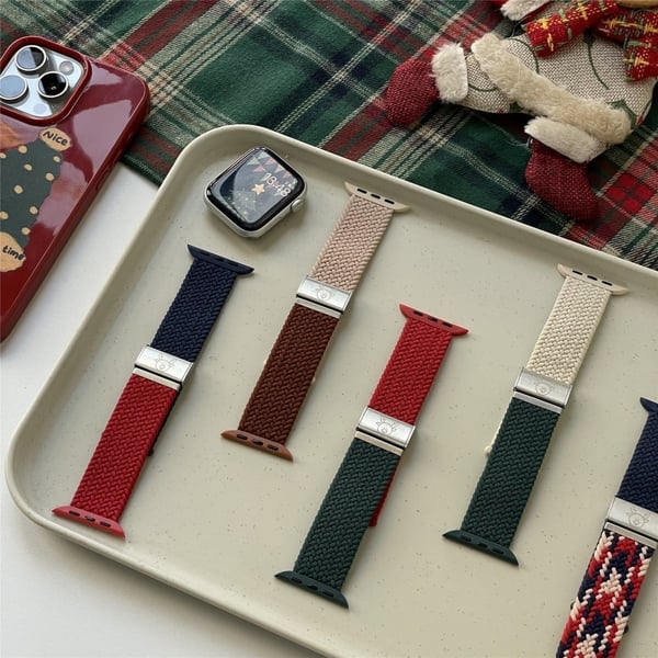 Apple Watch Series 41 mm / 40 mm / 38 mm nylonarmbånd - Kaffe + Aprikos