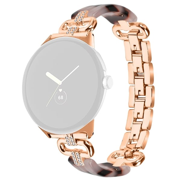 Google Pixel Watch Armbånd Harpiks og Rhinestone Urrem - Rødguld + Sort