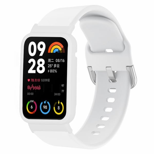 Xiaomi Smart Band 8 Pro Silikon Sportsklokkebånd med Klokkeveske - Hvit + Hvitt Skall