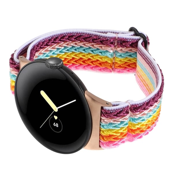 Google Pixel Watch 2 / Pixel Watch Nylonflätat klockarmband Wave handledsrem - Regnbåge