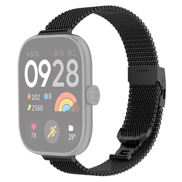 Xiaomi Redmi Watch 4 / Smart Band 8 Pro Erstatningsarmbånd Metall Milanese Mesh Armbånd - Svart