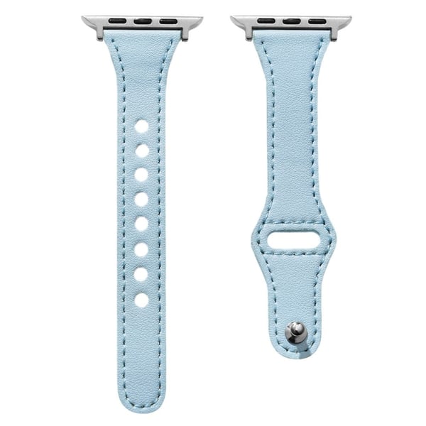 Apple Watch Series 41mm / 40mm / 38mm lærarmbånd med knappespenne - Blå