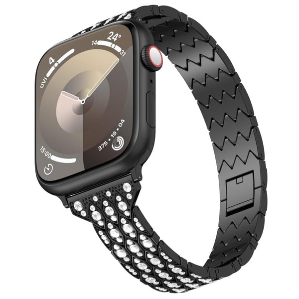 Apple Watch Series 41mm / 40mm / 38mm Metallarmbånd med stein - Svart