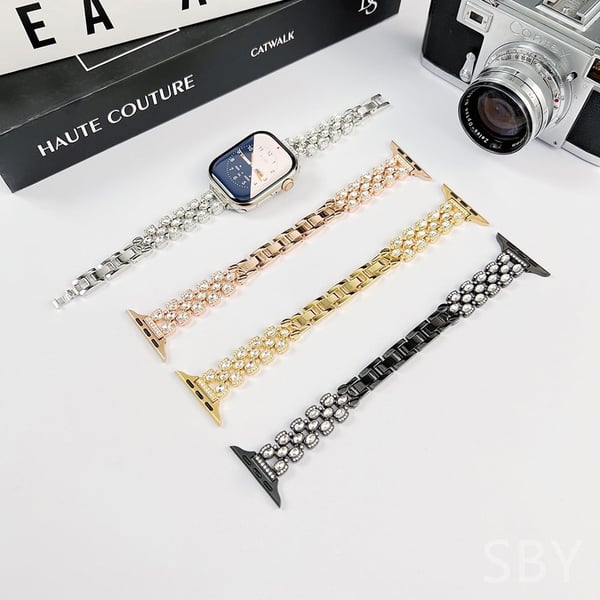 Apple Watch Series 41mm / 40mm / 38mm Rhinestone Decor Watch Band - Gull