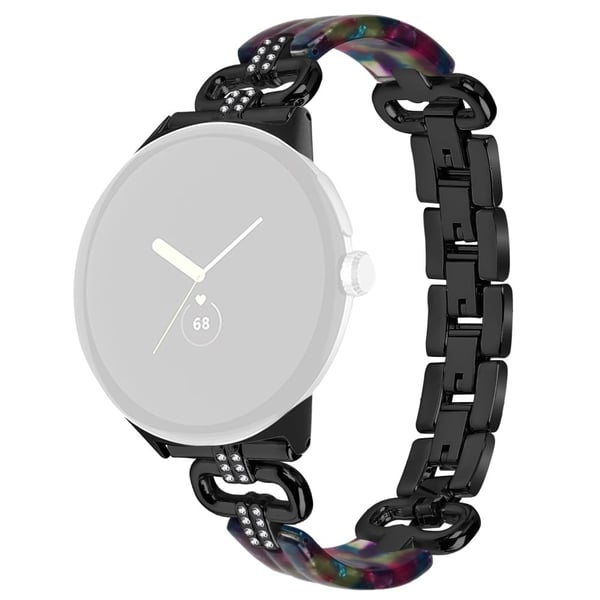 Google Pixel Watch Armbåndsarmbånd Harpiks og Rhinestone Watch Band - Svart