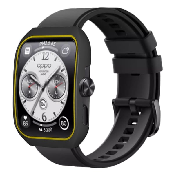 Oppo Watch 4 Pro-etui Støtsikkert, hardt og støtsikkert beskyttelsesdeksel til klokken - Svart + Gul