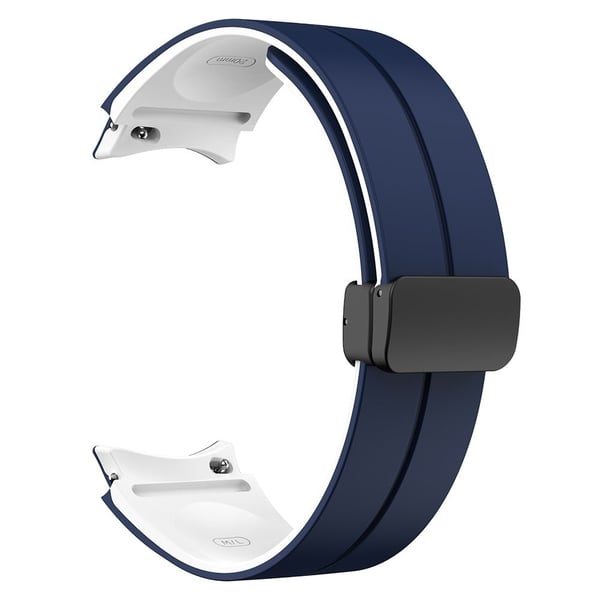 Samsung Galaxy Watch 5 Pro 45 mm magnetisk spennearmbånd i tofarget silikonarmbånd - Midnattsblå + Hvit
