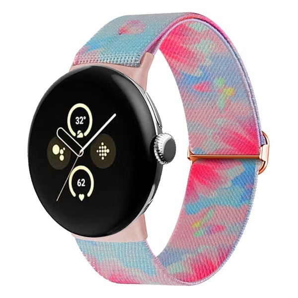 Google Pixel Watch / Watch 2 Pattern Straps Adjustable Nylon Watch Band - Blomster Og Sommerfugle