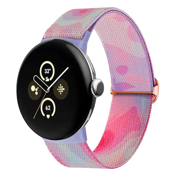Google Pixel Watch / Watch 2 Pattern Straps Adjustable Nylon Watch Band - Lilla Blå