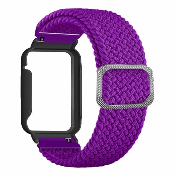 Xiaomi Smart Band 8 Pro Klokkebånd Flettet nylonrem med klokkeveske - Lilla + Svart Skall