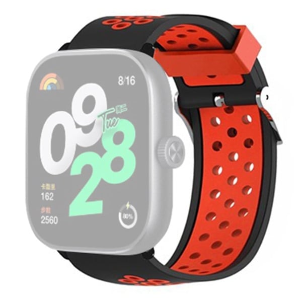 Xiaomi Redmi Watch 4 Dual Color Silikonklokkebånd Armbåndsrem - Svart + Rød