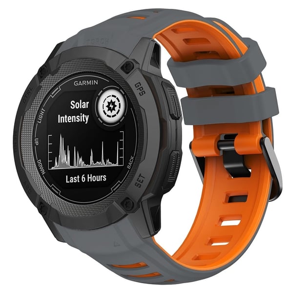 Garmin Instinct 2X Silikonklokkerem Erstatningsarmbånd - Space Grey + Oransje