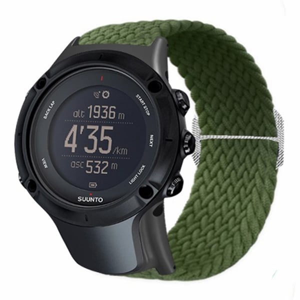Suunto Ambit3 / Ambit2 / Ambit Flettet nylonklokkebånd Justerbar håndleddsrem - Militærgrønn