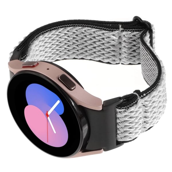 Samsung Galaxy Watch6 / Watch6 Classic / Watch 5 Bølgeformet klokkerem Flettet armbånd - Svart + Hvit