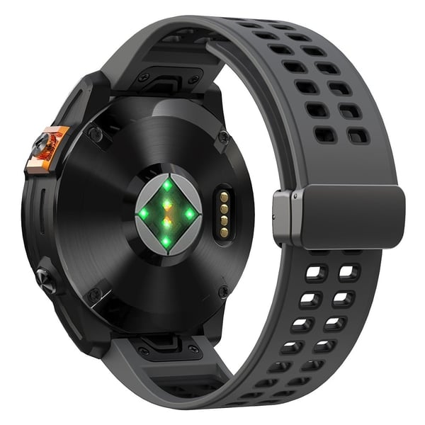 Garmin Fenix 7 Pro / Fenix 7 erstatningsbånd 22 mm silikonrem med magnetisk spenne - Kullsvart + Svart