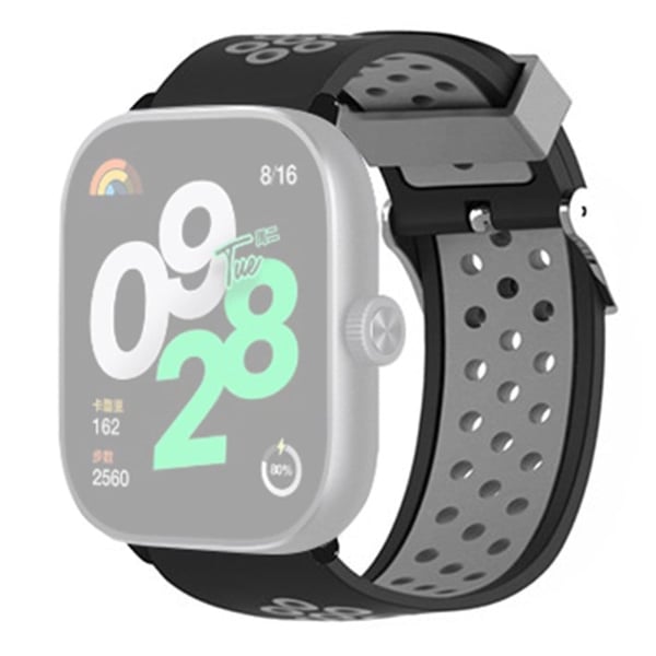 Xiaomi Redmi Watch 4 Dual Color Silikonklokkebånd Armbåndsrem - Svart + Grå