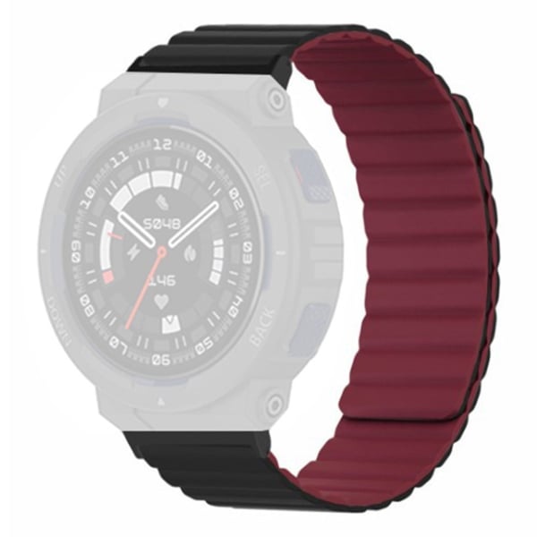 Huami Amazfit Active Edge (A2212) magneettinen ranneke silikoni ranneke - Musta + Viininpunainen