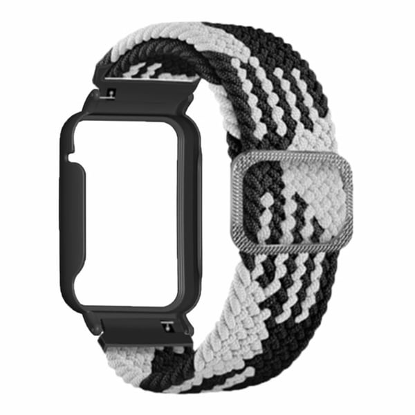 Xiaomi Smart Band 8 Pro Klokkebånd Flettet nylonrem med klokkeveske - Svart Hvit + Svart Skall
