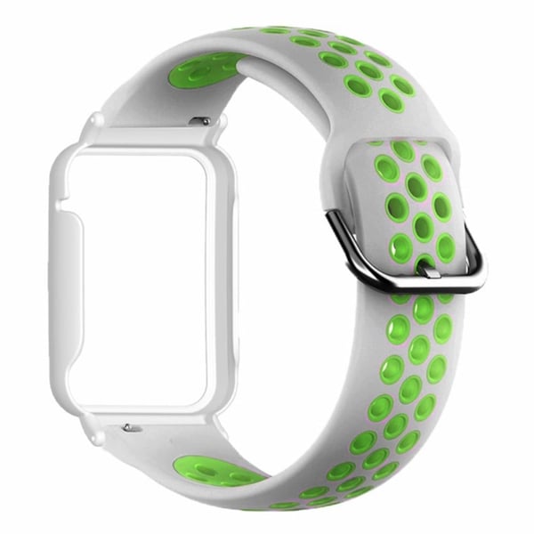 Xiaomi Smart Band 8 Pro Silikonklokkebånd Erstatningsarmbånd med klokkeveske - Grå + Grønn