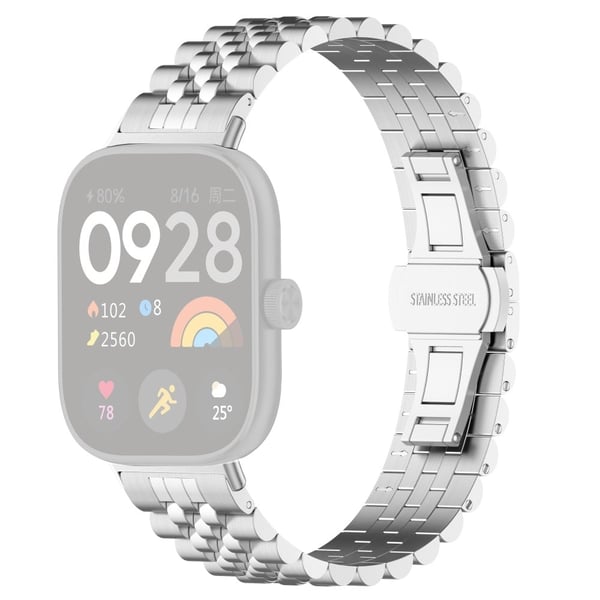 Xiaomi Redmi Watch 4 / Smart Band 8 Pro rustfritt stål klokkerem Stilig erstatningsarmbånd - Sølv