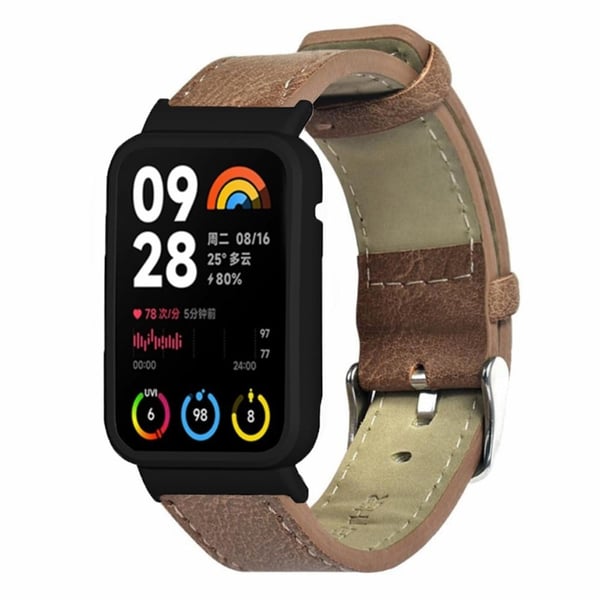 Xiaomi Smart Band 8 Pro lærklokkearmbånd med utskiftningsrem med svart klokkeveske - Brun