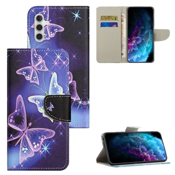 Wonderland Samsung Galaxy A55 flip-etui - Glitrende Sommerfugler