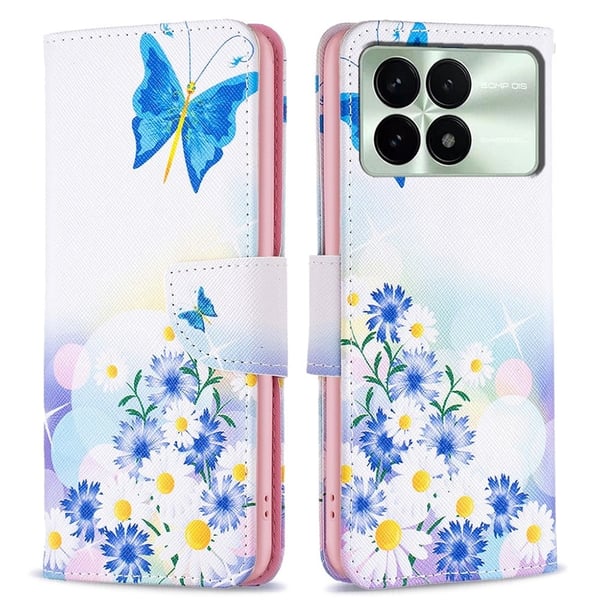 Wonderland Xiaomi Redmi K70E flip-etui - Sommerfugl Og Blomster