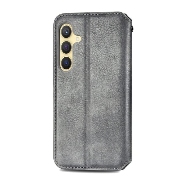 Läder Samsung Galaxy S24 Plus fodral med romb-design - Grå
