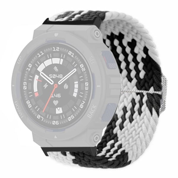 Huami Amazfit Active Edge (A2212) Klokkerem med flettet nylonrem som kan justeres - Svart Hvit