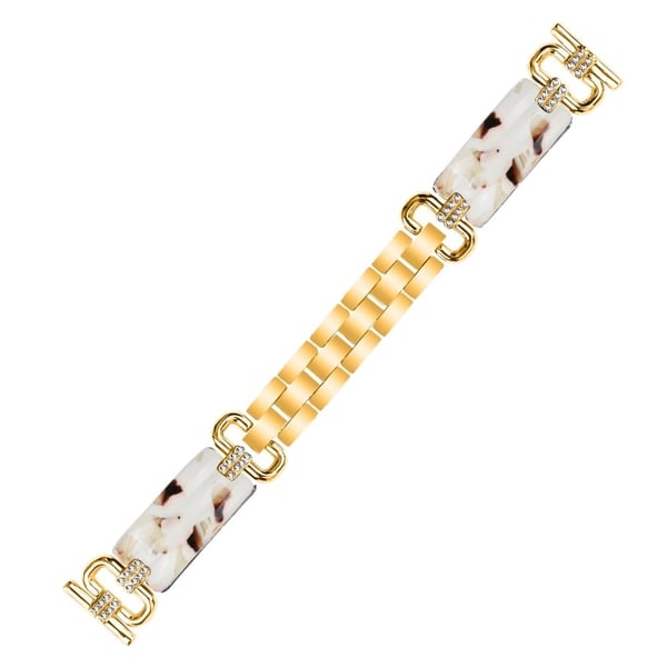 Pebble Time Round / Pebble 2 Rhinestone Decor Watch Band Resin Strap - Gull + Hvit