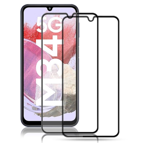 2 stk AMORUS ekstra sterk glassskjermbeskytter for Samsung Galaxy M34
