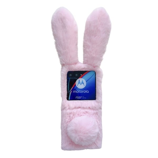 Fluffy Rabbit Motorola Razr 40 Ultra Cover - Lyserød